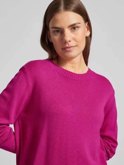 MAERZ Muenchen Strickpullover mit gerippten Abschlüssen Fuchsia 3