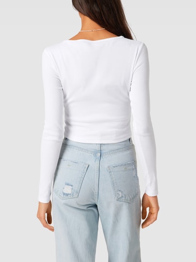 Tommy Jeans Cropped Longsleeve mit Logo-Stitching Modell 'BABY' Weiss 5