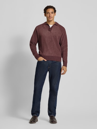 Jake*s Studio Men Regular Fit Pullover mit Polokragen Bordeaux 1