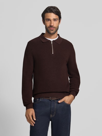 MCNEAL Strickpullover mit Reverskragen Schoko Melange 4