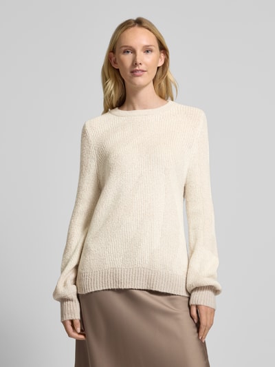 Vila Strickpullover mit gerippten Abschlüssen Modell 'PINNA' Beige 4