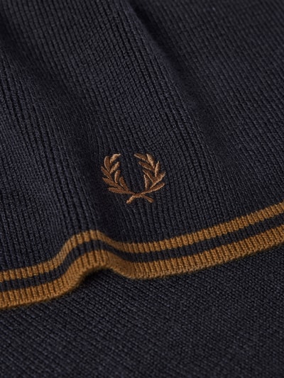 Fred Perry Schal mit Label-Stitching Modell 'Twin Tipped Merino Wool' Schwarz 3