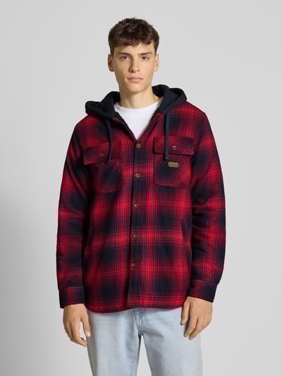Superdry Regular fit overhemdjack met borstzakken Bordeaux - 4