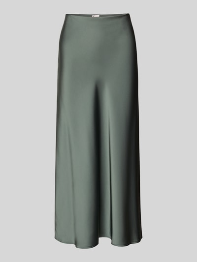 Produktfoto, Satinrock mit elastischem Bund von V by Vera Mont, Midirock in geradem Schnitt, glatte grüne Satin-Textur, Damenmode