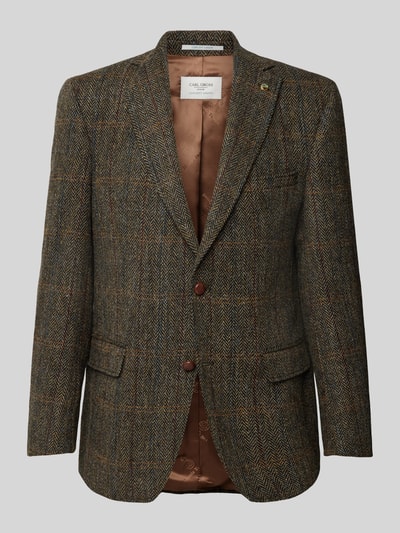 Carl Gross Slim Fit Harris Tweed Sakko aus Schurwolle Modell 'Theo' Gruen 2