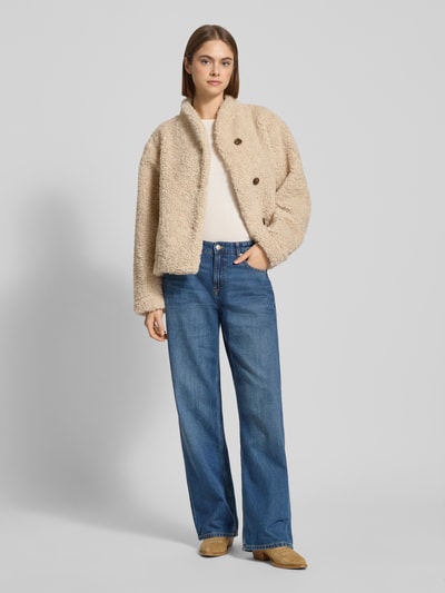 Gina Tricot Jacke aus Teddyfell mit Stehkragen Modell 'Pile' Ecru 1