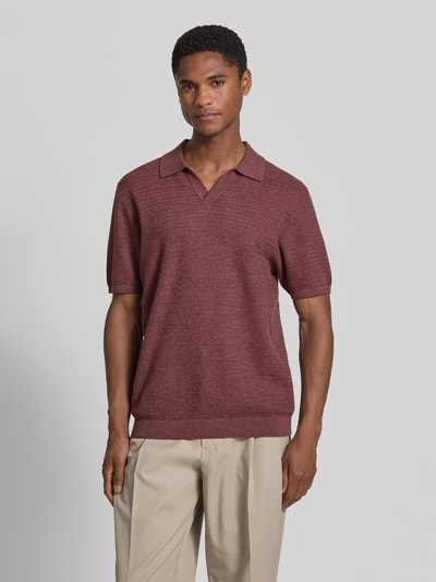 Jake*s Studio Men Koszulka polo w dzianinowym wyglądzie, krój regular fit Bordowy 4