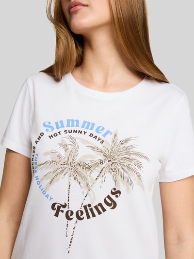 Tom Tailor Denim Regular Fit T-Shirt aus reiner Baumwolle mit Motiv-Print Weiss 3