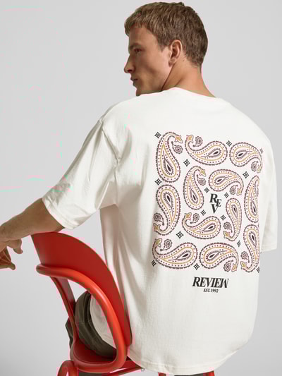 REVIEW Oversized T-shirt met labelprint en ronde hals Offwhite - 3