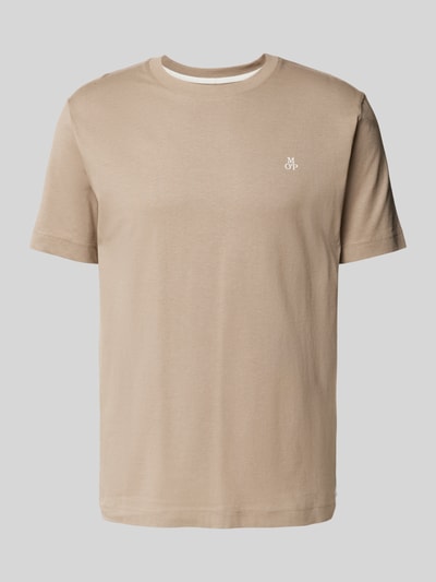 Marc O'Polo Regular Fit T-Shirt aus reiner Baumwolle mit Logo-Print Beige 2