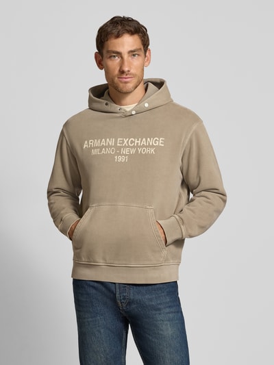 Armani Exchange hoodie met labelprint Taupe - 4