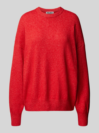 Review Gebreide pullover met extra brede schouders Rood gemêleerd - 1