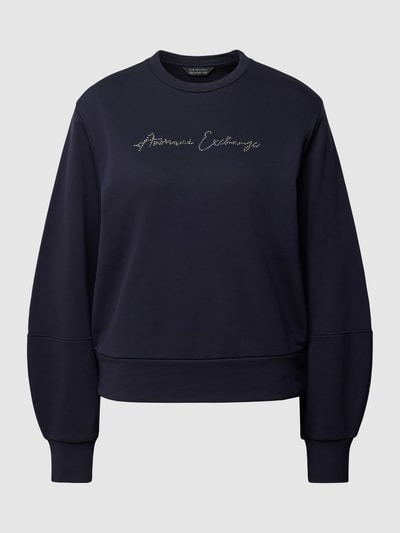 ARMANI EXCHANGE Sweatshirt met label met strass-steentjes Donkerblauw - 2