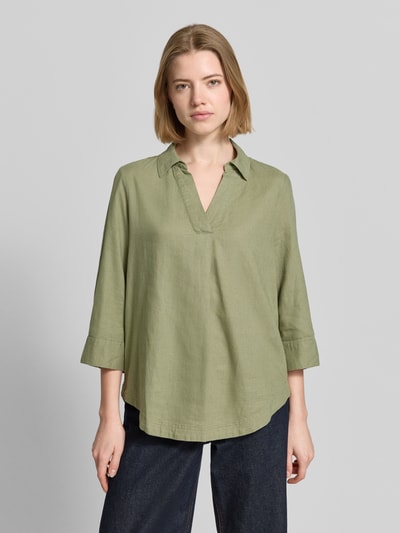 s.Oliver RED LABEL Bluzka koszulowa o kroju relaxed fit z mieszanki lnu i wiskozy Khaki 4