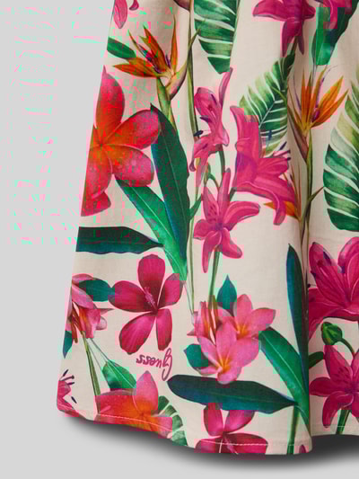 Guess Mini-jurk met labelprint Felroze - 2