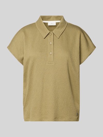 Produktfoto, Regular Fit Poloshirt mit Strukturmuster Modell 'FLOAT' von Fynch-Hatton in Olivgrün, reine Baumwolle, kurzärmelig, glatte Textur.