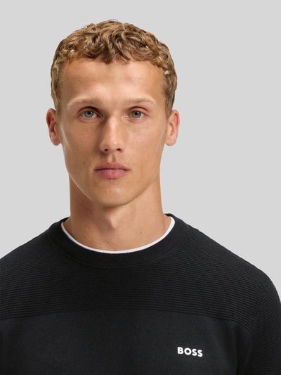BOSS Green Pullover mit Logo-Schriftzug KN_Momentum-X CN Dunkelblau 3