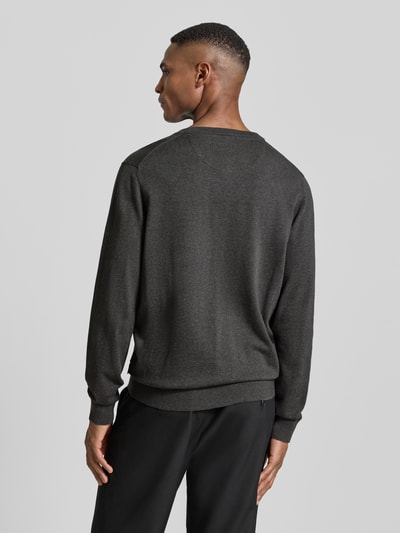 bugatti Strickpullover mit gerippten Abschlüssen Dunkelgrau 5