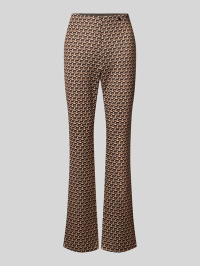 Produktfoto, Flared Cut Hose im Allover-Look mit elastischem Bund von Marc Cain, braun-beige Muster, Materialmix met stretch, dameshose