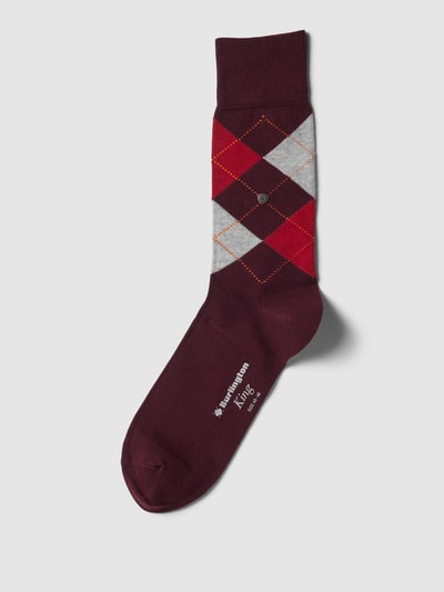 Burlington Socken mit grafischem Muster Modell 'KING' Bordeaux 1