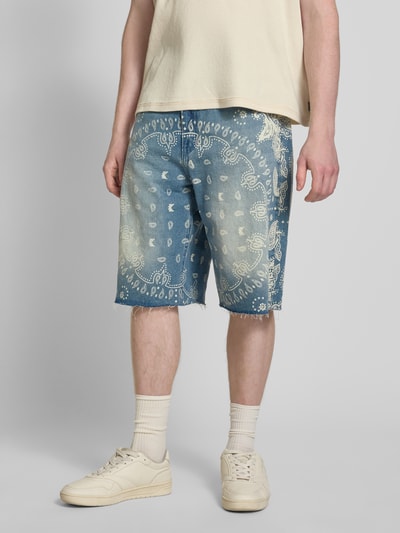 KARL KANI Relaxed Fit Jeanshorts mit Paisley-Dessin Modell 'Paisley' Jeansblau 4