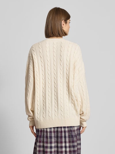 Review Strickpullover mit Zopfmuster Offwhite Melange 5
