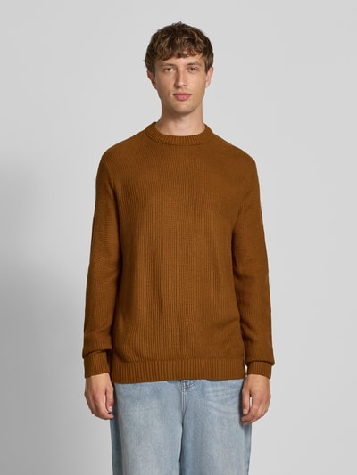 JACK & JONES Strickpullover mit Rundhalsausschnitt Modell 'ROY' Cognac 4