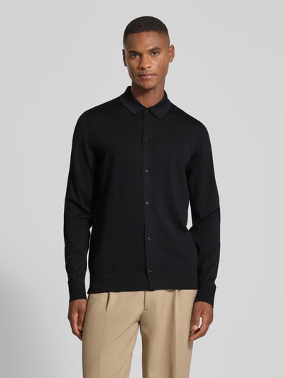 Strellson Regular fit gebreid jack van zuivere scheerwol, model 'MAREK'  Zwart - 4