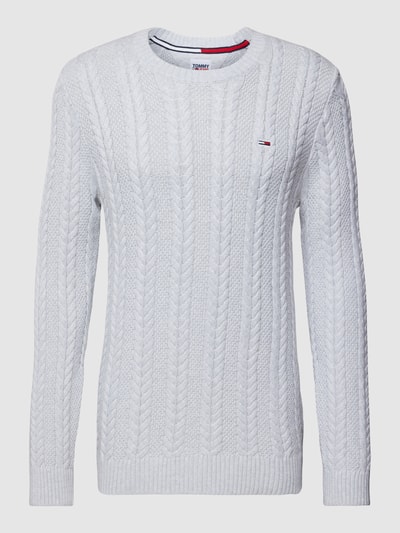 Tommy Jeans Strickpullover mit Zopfmuster Hellgrau 2