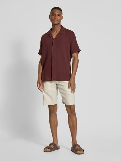 Drykorn Regular fit vrijetijdsoverhemd met 1/2-mouwen, model 'BIJAN' Donkerrood - 1