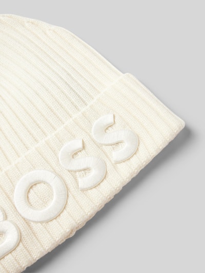 BOSS Beanie mit Label-Stitching Modell 'Lara' Ecru 2