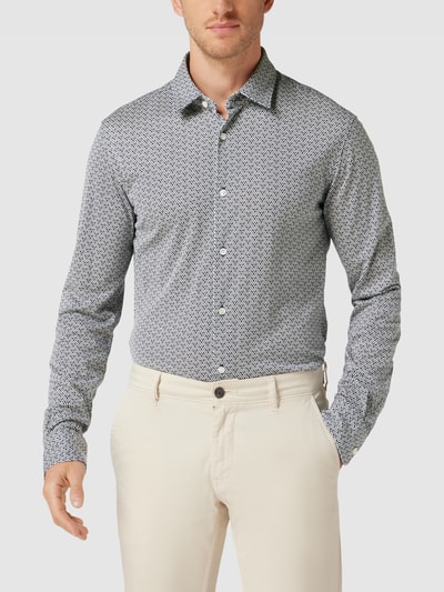 BOSS Slim Fit Freizeithemd mit Allover-Muster Modell 'Roan' Marineblau 4