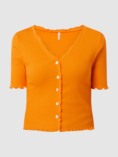 Only Shirt met ribstructuur, model 'Laila' Oranje - 2