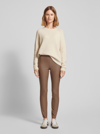 Raffaello Rossi Skinny fit broek in leerlook Lichtbruin - 1