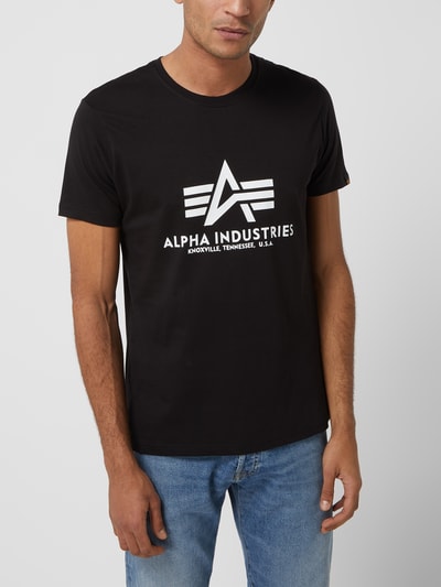 Alpha Industries T-shirt met labelprint, model 'BASIC' Zwart - 4