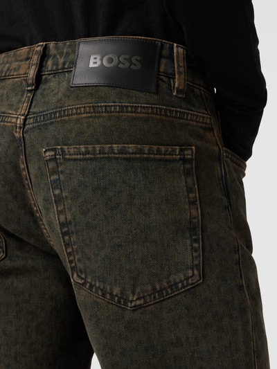 BOSS Orange Regular Fit Jeans mit Animal-Print Modell 'Maine' Dunkelbraun 3