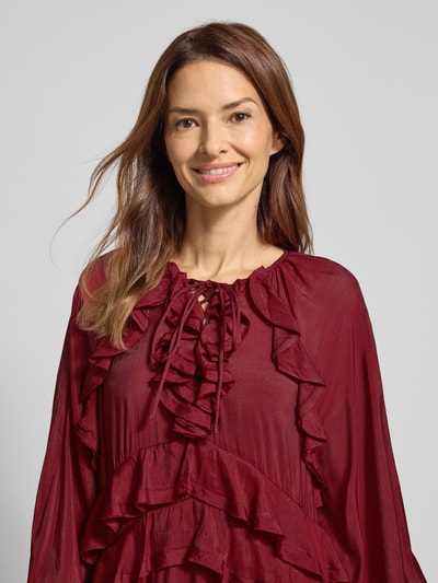 Copenhagen Muse Długa sukienka z falbanami model ‘NORMA’ Ciemnoczerwony 3