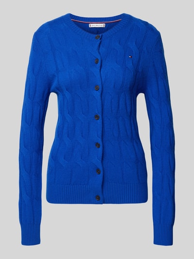 Tommy Hilfiger Regular Fit Strickjacke aus reiner Wolle mit Zopf-Muster Royal 2