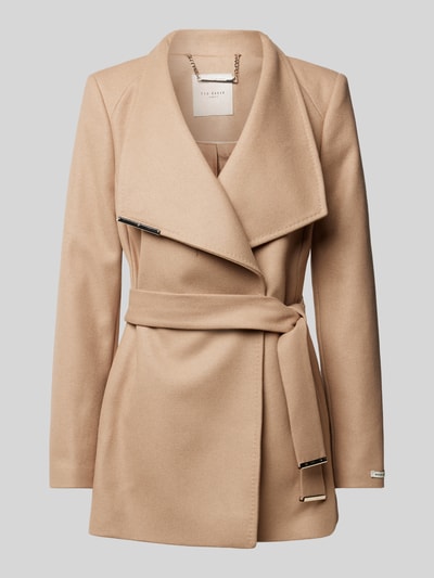 Ted Baker Lange jas met strikceintuur, model 'ROSESS' Camel - 1