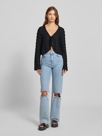 Pieces Regular fit cardigan met kanten details, model 'ANINE' Zwart - 1