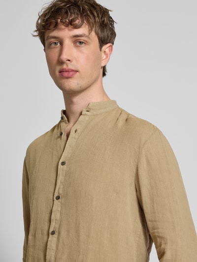 HUGO Slim Fit Business-Hemd mit Maokragen Modell 'Elvory' Hellbraun 3