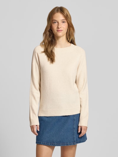 Only Sweter z dzianiny o kroju regular fit z raglanowymi rękawami model ‘RICA’ Złamany biały 4