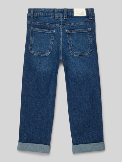 Produktfoto, Jeans mit 5-Pocket-Design von Mango aus Baumwoll-Elasthan-Mix, gerader Schnitt, mittleres Blau, sichtbare Textur