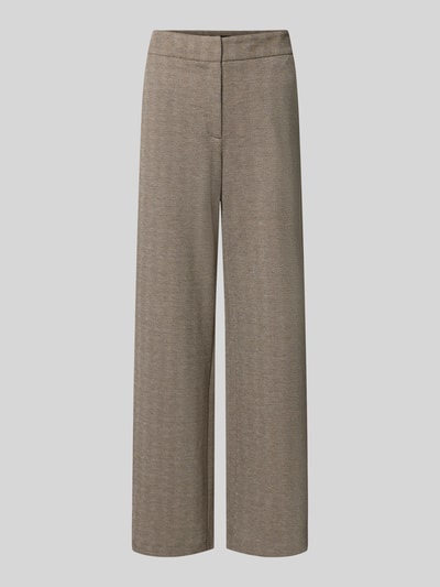 Produktfoto, Weite Hose mit Viskose-Anteil von s.Oliver BLACK LABEL in Braun mit feinem Muster, gerade geschnitten, glatte Textur