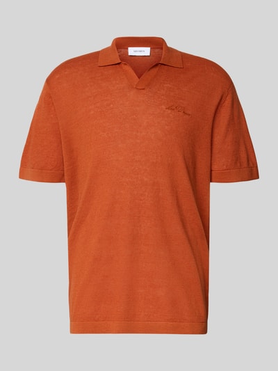 Les Deux Regular Fit Poloshirt aus Leinen-Baumwoll-Mix Modell 'Emmanuel' Orange 2