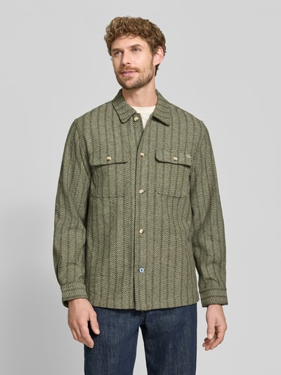 Scotch & Soda Kurtka koszulowa o kroju relaxed fit z kołnierzykiem typu kent i kieszeniami na piersi Ciemnozielony 4