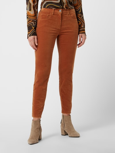 Luisa Cerano Skinny fit fluwelen broek met modal Roestrood - 4