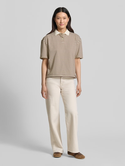 Rich & Royal Koszulka polo o kroju relaxed fit we wzorze na całej powierzchni Jasnożółty 1