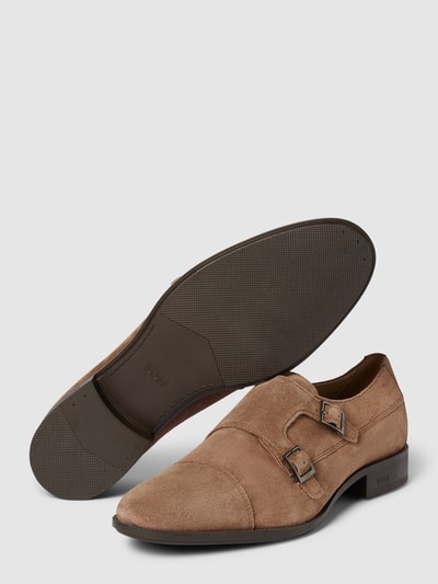 BOSS Double monk straps met doornsluitingen, model 'Colby' Middenbruin - 4