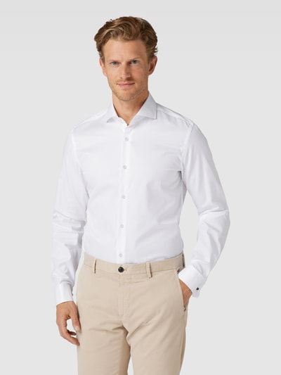 BOSS Slim Fit Businesshemd mit Umlegekragen Modell 'Hank' Weiss 4